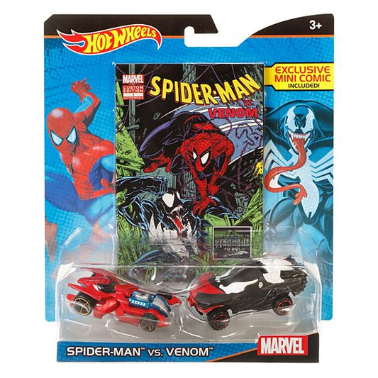 Hot Wheels Marvel Spider-Man vs. Venom Character Car 2-Pack with Mini Comic - vsd22