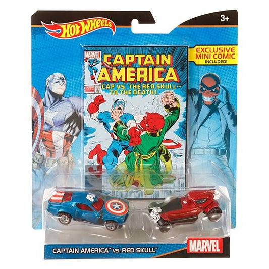 Hot Wheels Marvel Captain America vs. Red Skull Character Car 2-Pack with Mini Comic - vsd22